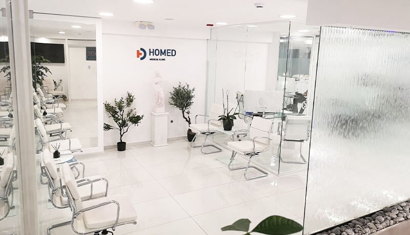 Reception and waiting area of HOMED Medical Clinic.